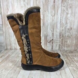 The North Face Women's Brown Suede Fur Trimmed Winter Boots Size 8
